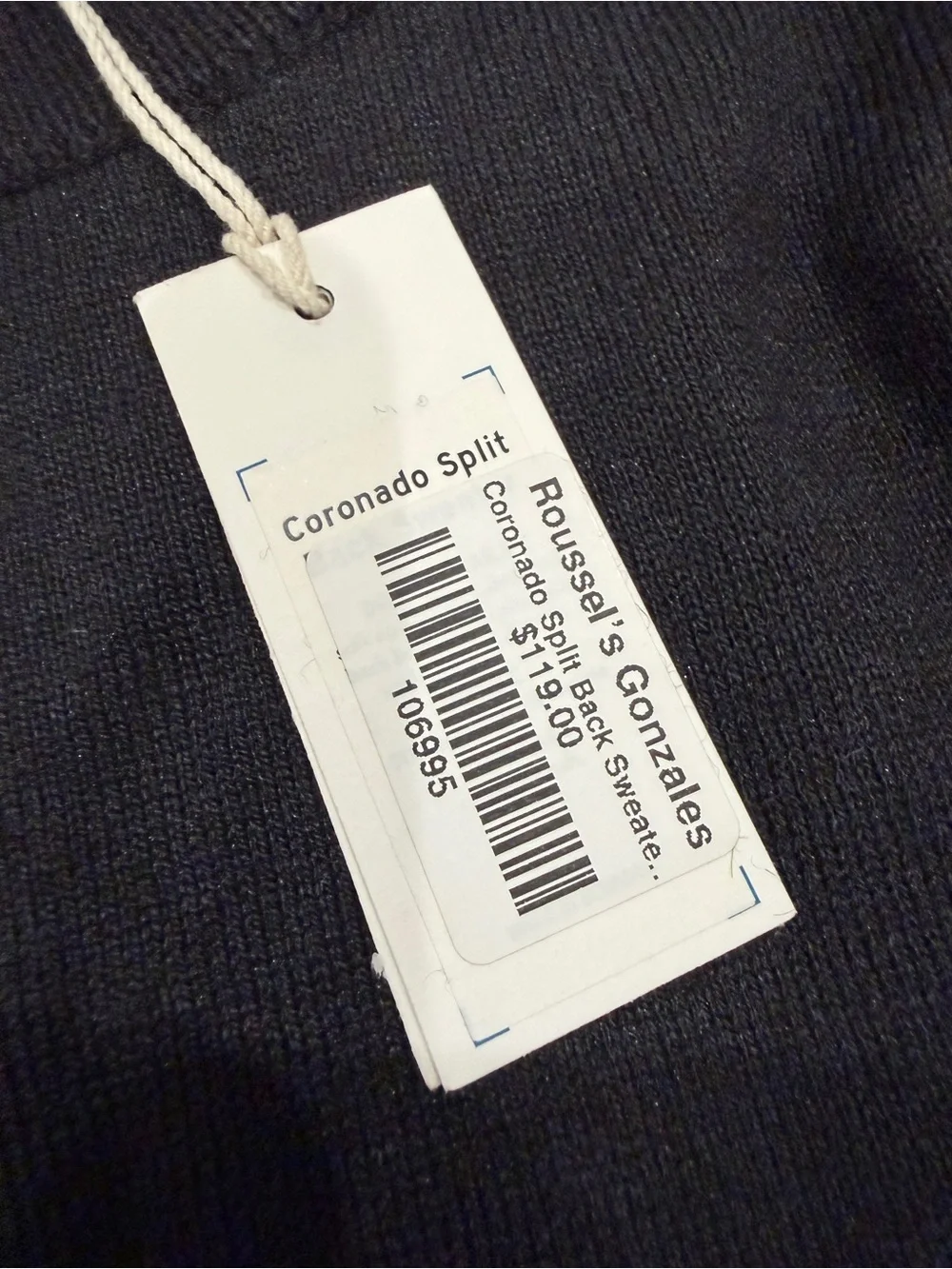 Mersea Coronado Split Back Sweater Black with White Stripe Crewneck S/M NWT - Picture 4 of 8